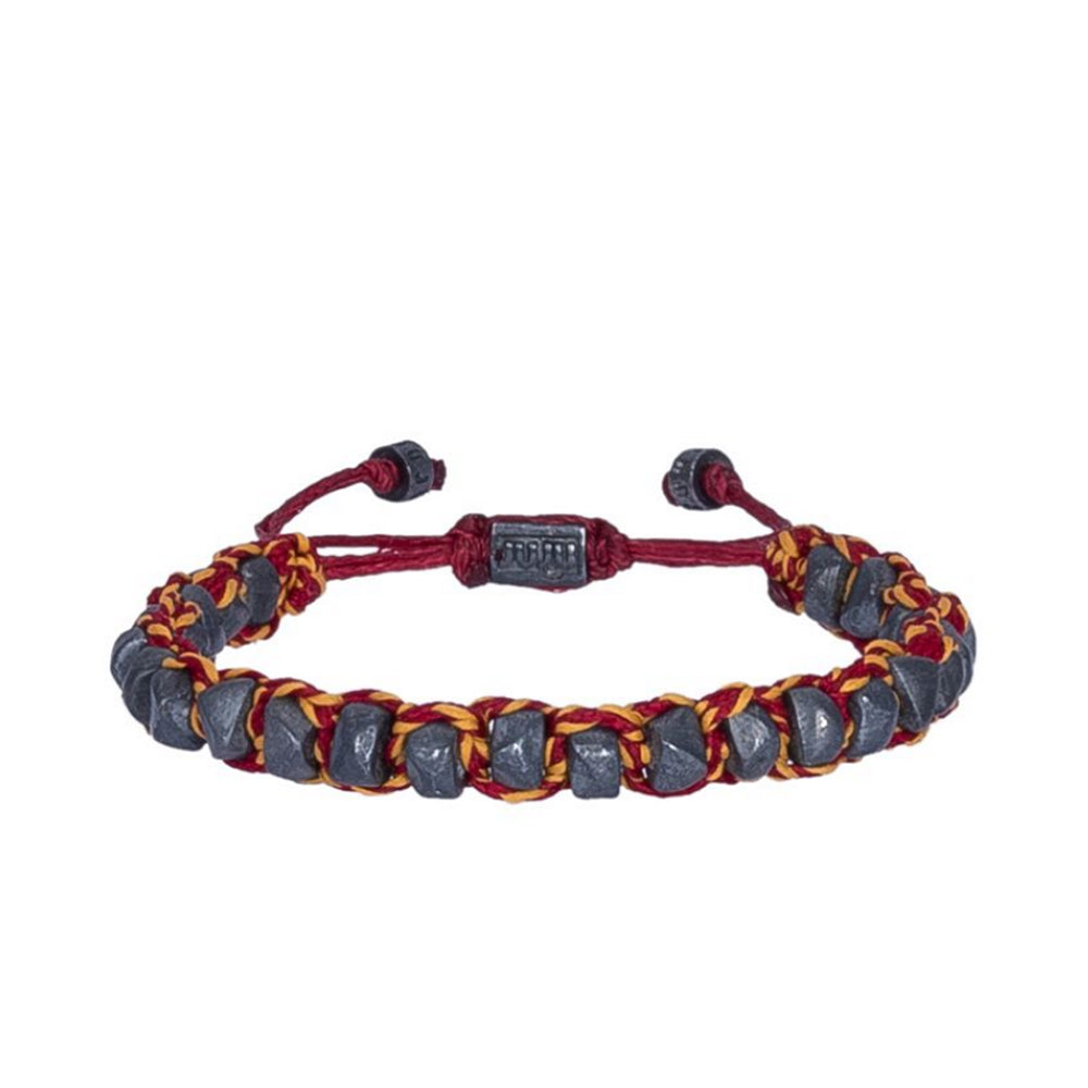 Armband met gele en rode steen en koord