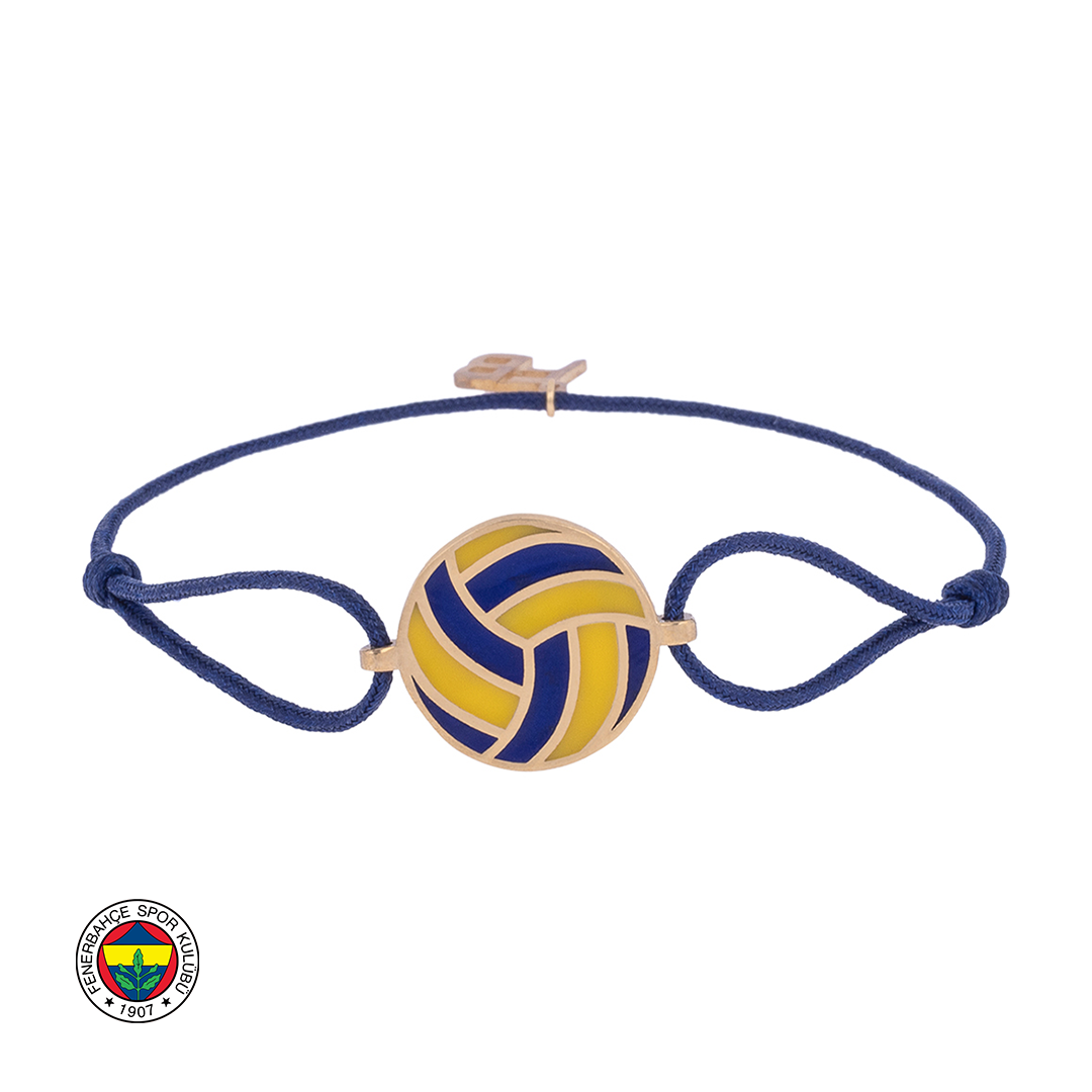 FB Silver Volleyball Cord Bracelet