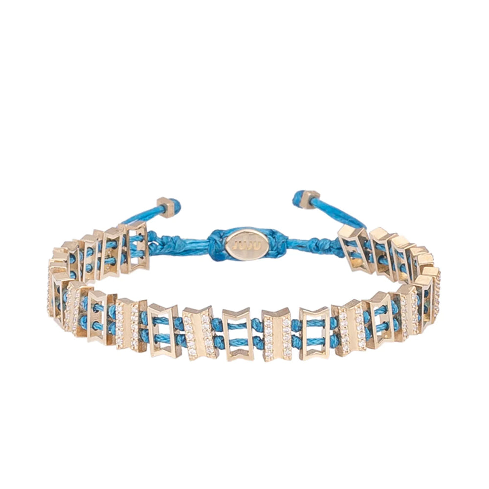Blauwe Haze Gouden Armband met Diamanten Stenen