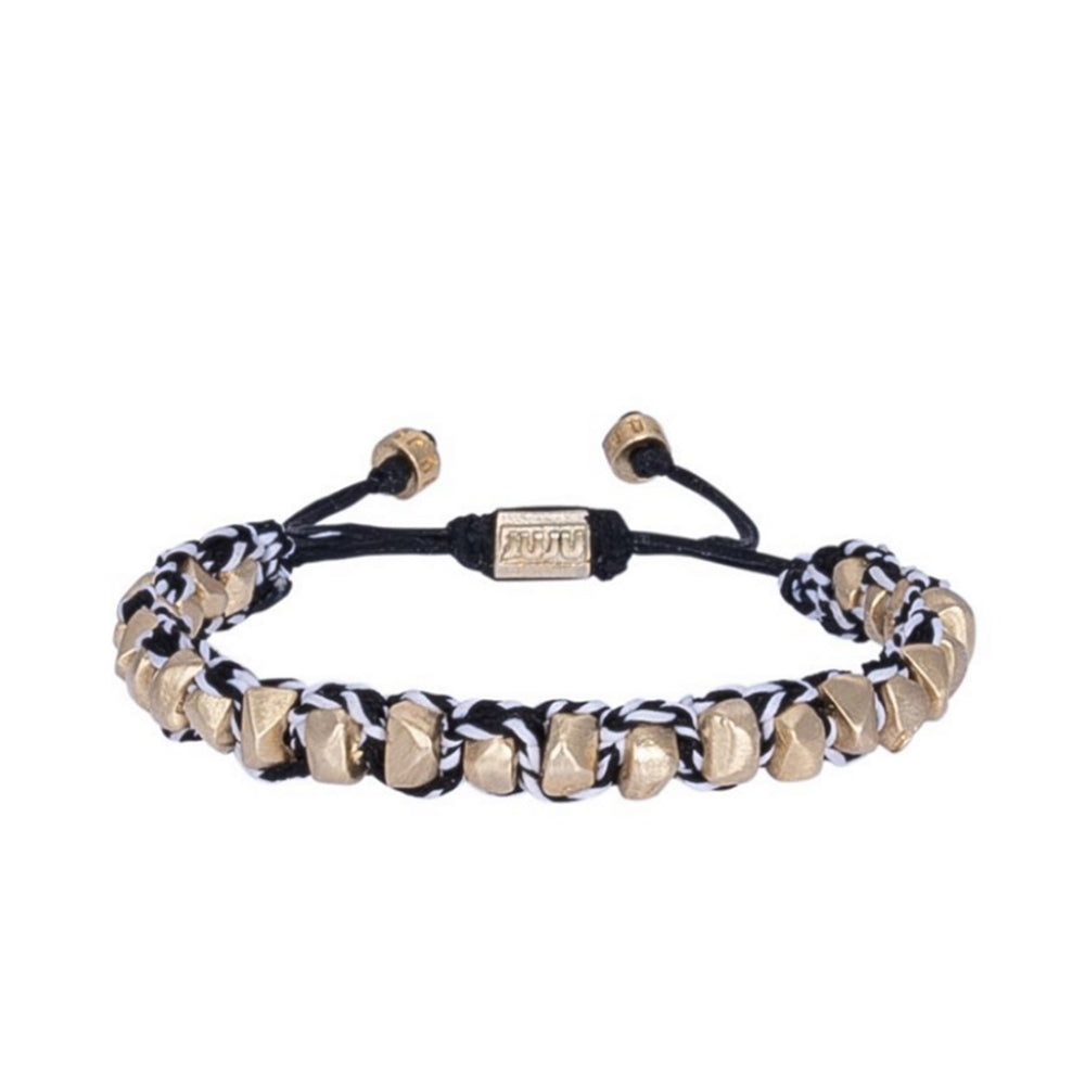 Zwart-witte stenen armband met koord