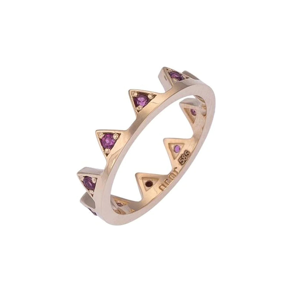 Geneste gouden ring met rhodolietstenen