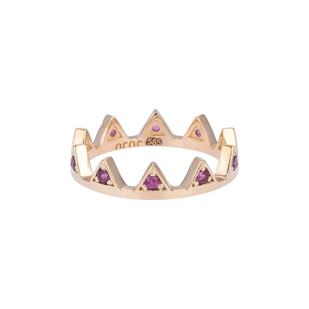 Geneste gouden ring met rhodolietstenen