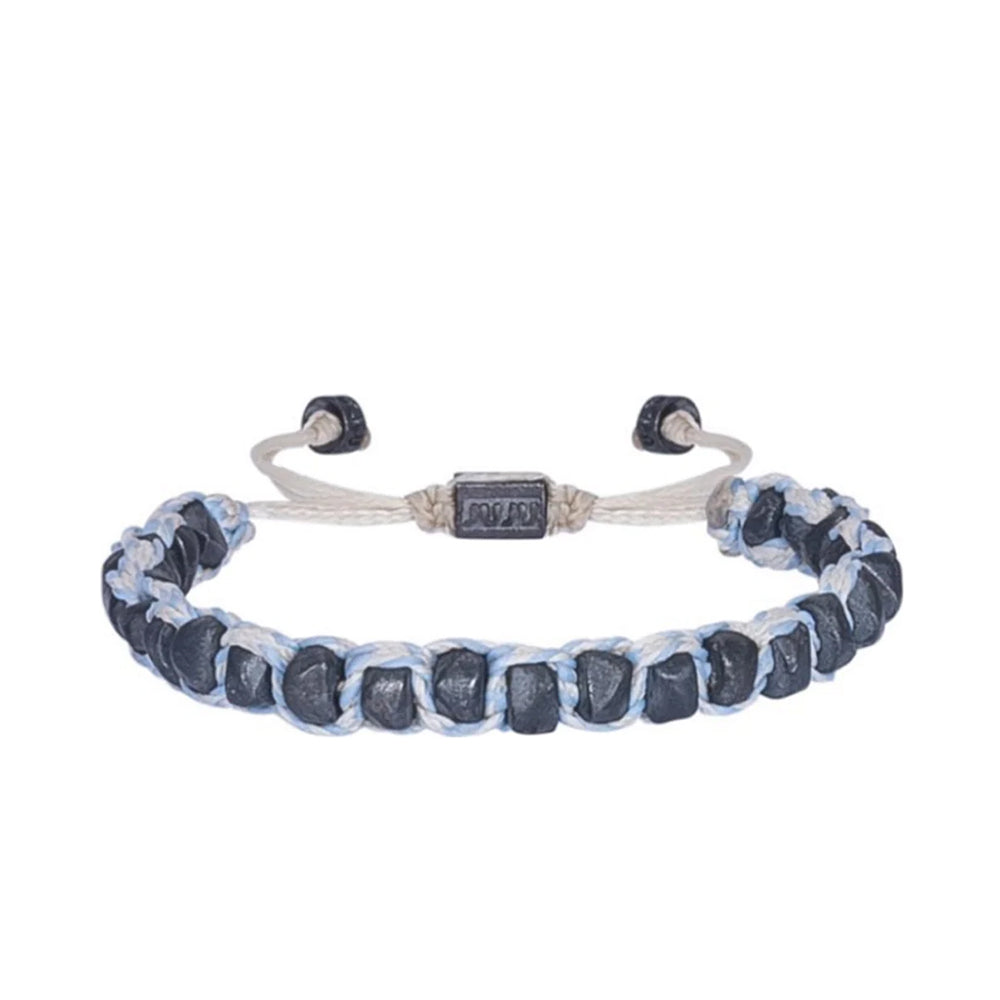 Armband met witte en blauwe steen en koord