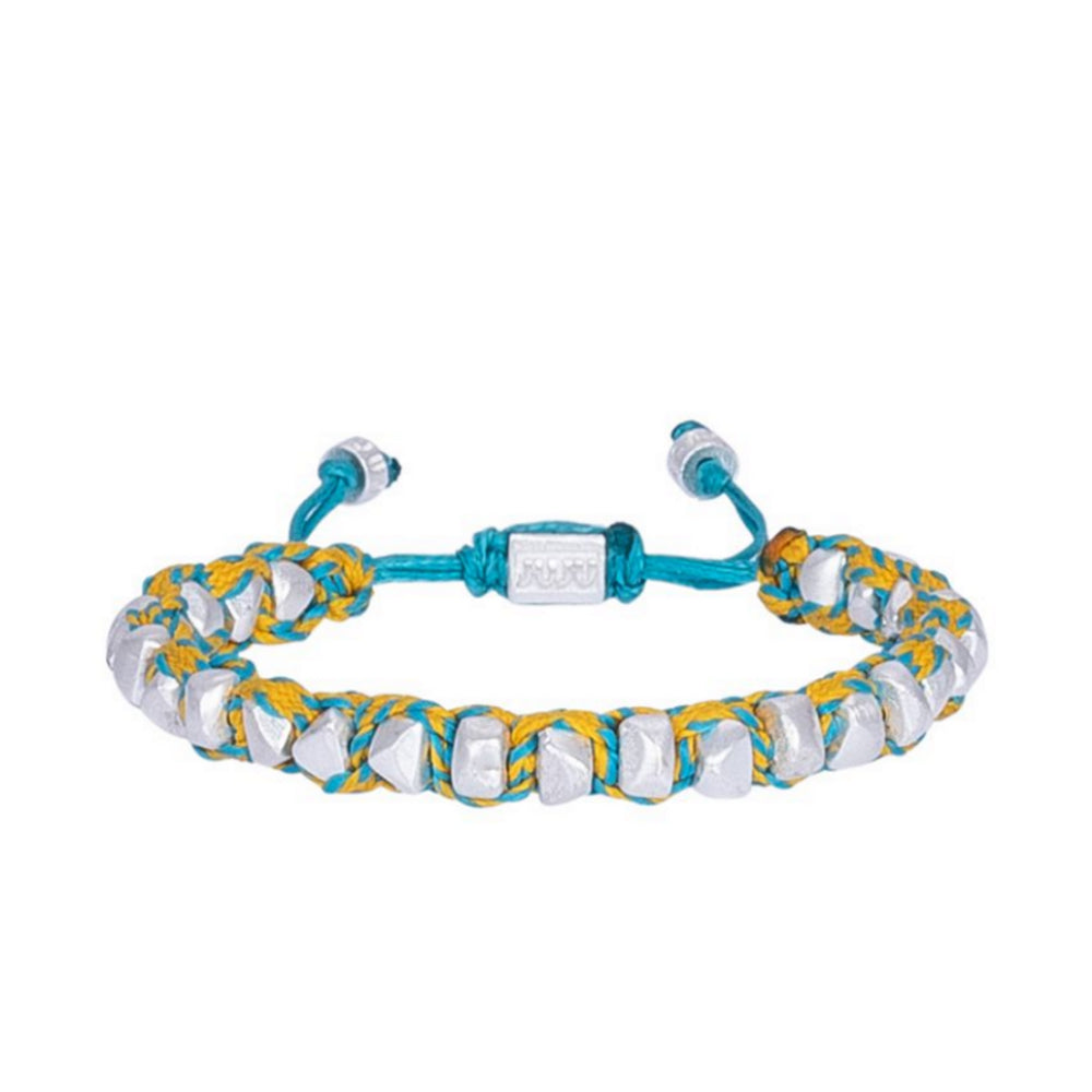Armband met gele en blauwe steen en koord