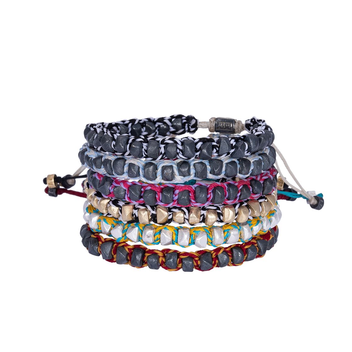 Armband met gele en blauwe steen en koord