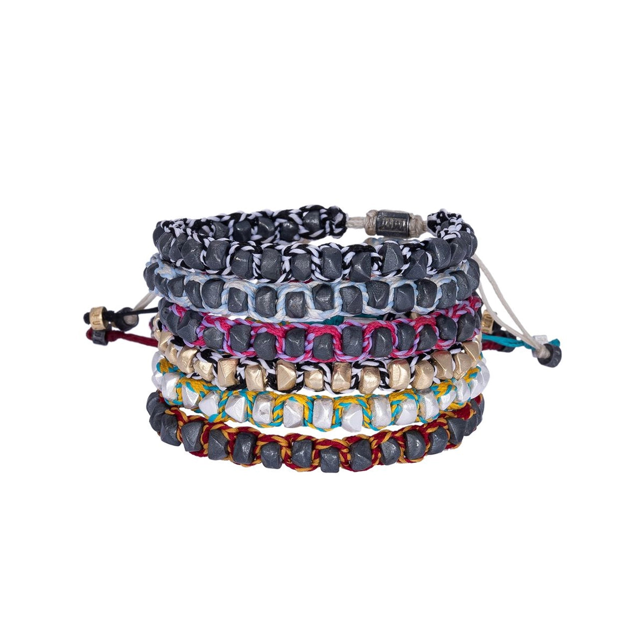Roze &amp; Lila stenen armband met koord