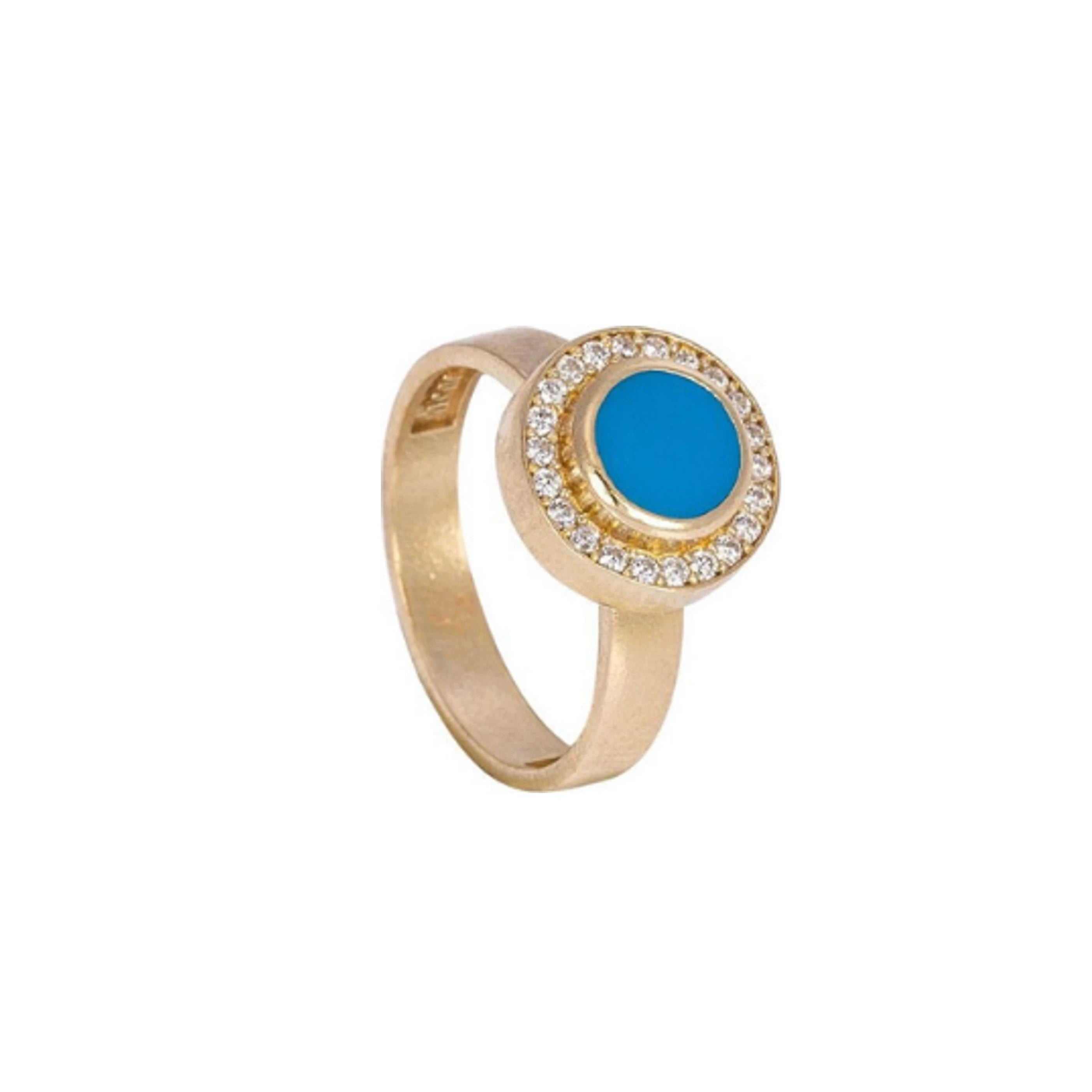 Round Ring with Enamel and Stones