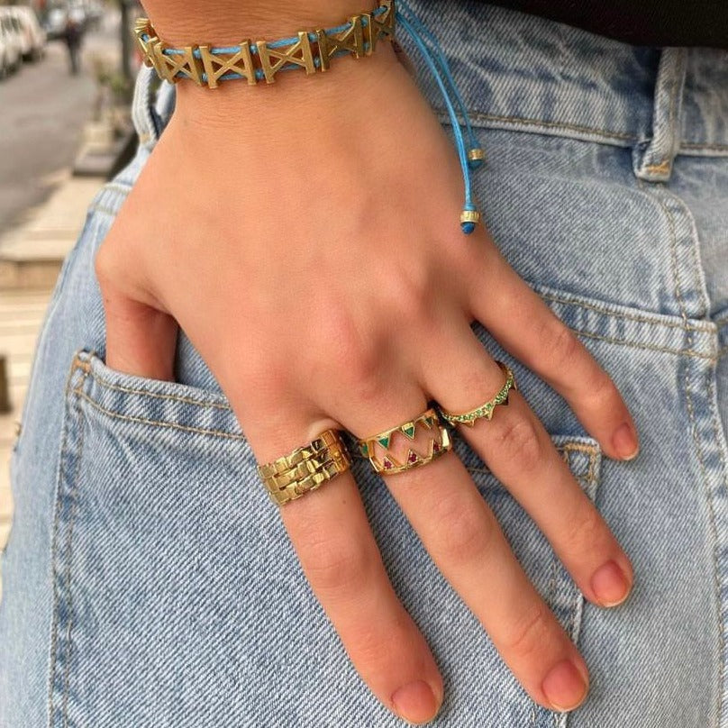 Bakstenen gouden ring