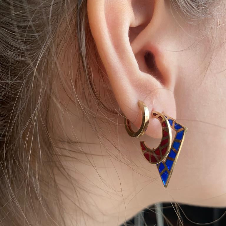 Boomerang Gold Earrings with Enamel